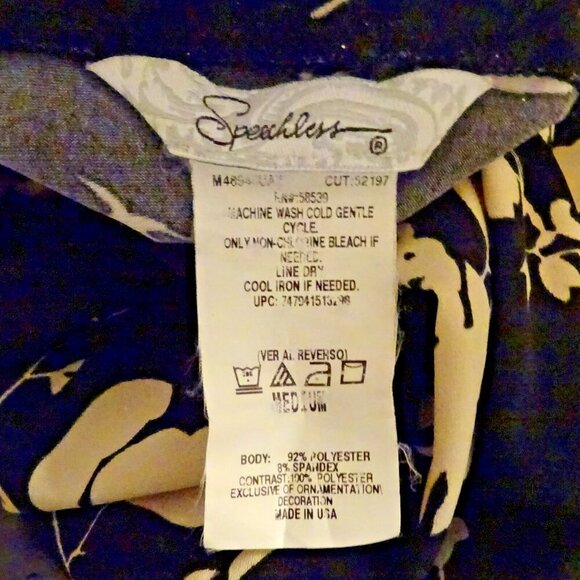 Speechless Medium Halter Style Black and Cream Tropical Dress Preloved - Picture 4 of 9